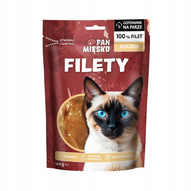 Pan Mięsko Filety Naturalny Smakołyk przysmak dla kota Kaczka 100g